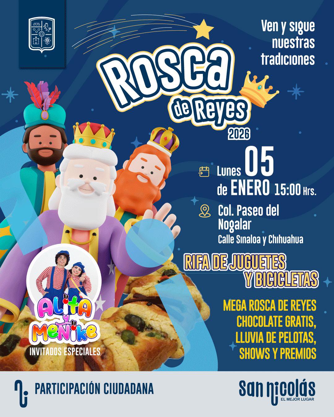 Invita San Nicolas a partir la Rosca de Reyes