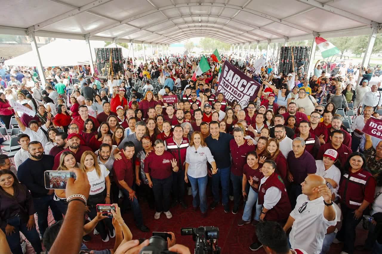 Reciben a Clara Luz Flores más de 3 mil personas en Asamblea Informativa en García